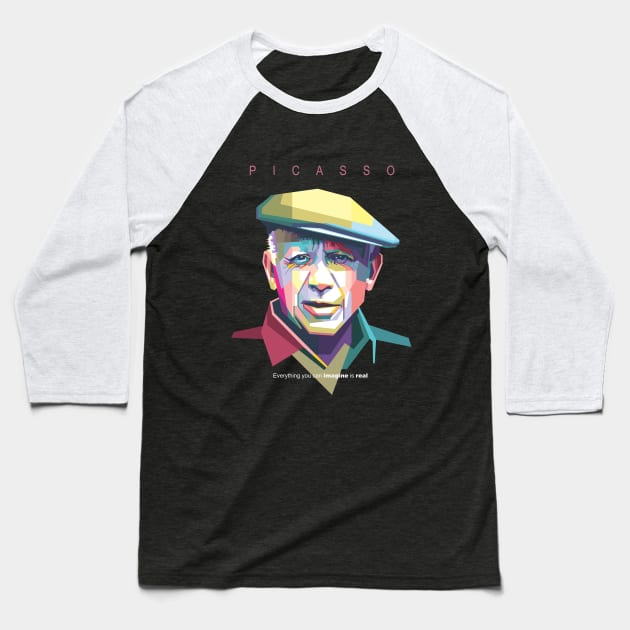 Pablo Picasso in WPAP Baseball T-Shirt by Alkahfsmart